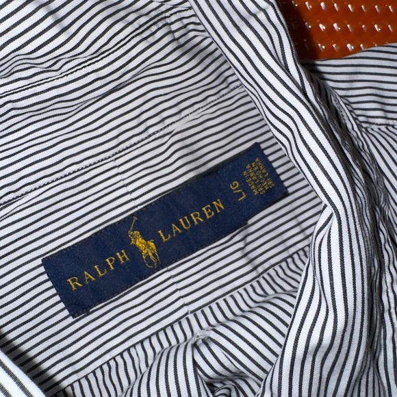 Polo Ralph Lauren Black White Pin Striped Button Down Shirt Men’s Size Large - Picture 3 of 3